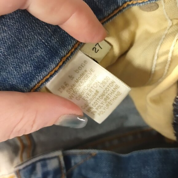 Rag & Bone Womens Skinny Jeans 27 Blue Distressed Raw Hem Denim Casual - Picture 10 of 12